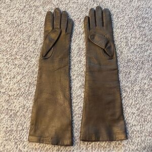 Long leather gloves - light bronze/dark gold